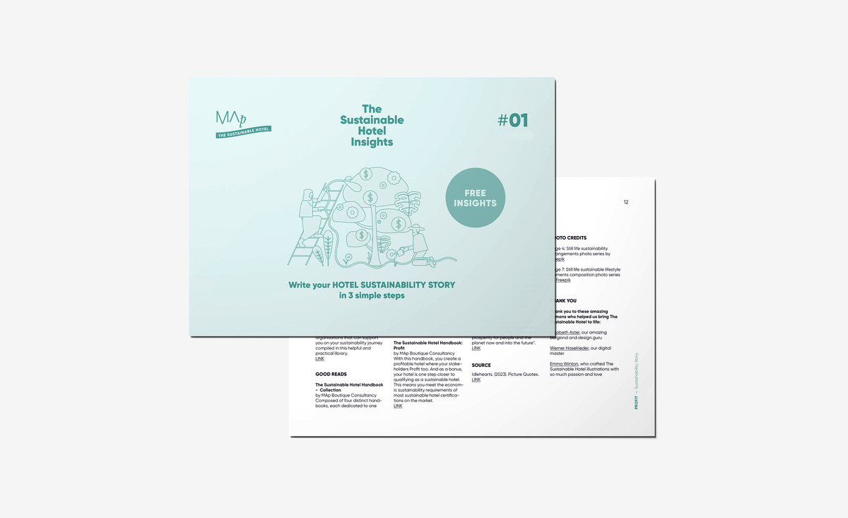 Close-up of the template for writing a hotel sustainability story.